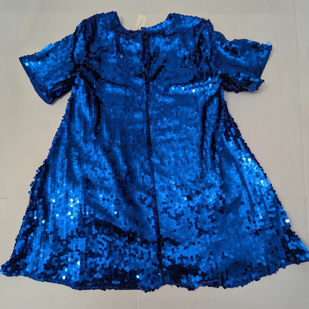 Maeve Antropologie Emmy Mini Dress Blue Sequins Swing Cocktail Party Size S NWT - Picture 6 of 12